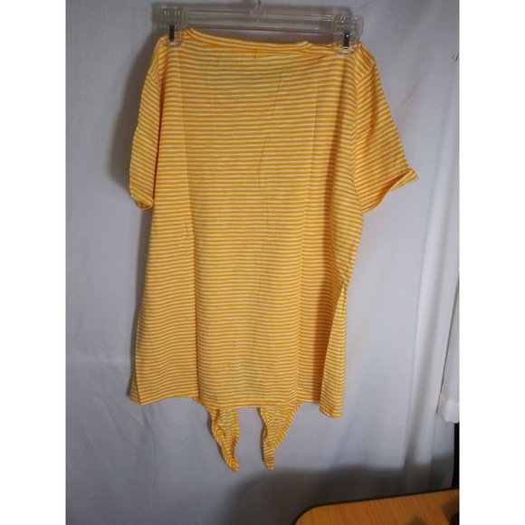 J.Crew Striped Yellow And White Tie-Waist Pocket Top Size Medium NWT - Picture 2 of 5